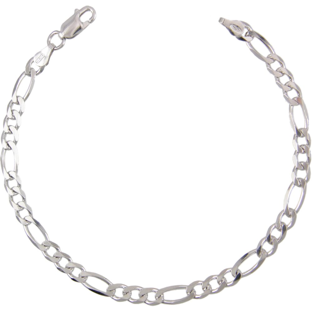 L'ATELIER D'AZUR Bracelet Argent 925/000 Maille Figaro Alternée 1+3 – 21cm 0.50cm