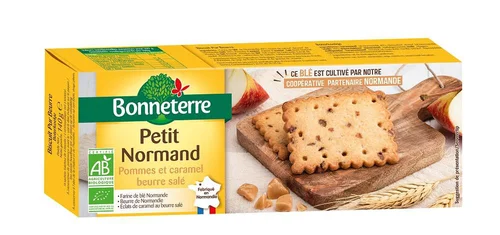 Pour un jardin bien organisé:Biscuit Petit Normand pommes caramel bio Bonneterre - 140 g