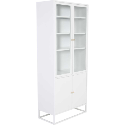 Buffet vitrine en acier 80 x 41 x 190 cm Bakal (Blanc)