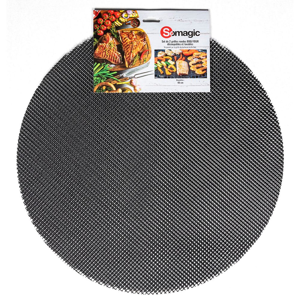 Accessoire de barbecue – Grille ronde découpable pour barbecue et four Somagic noir
