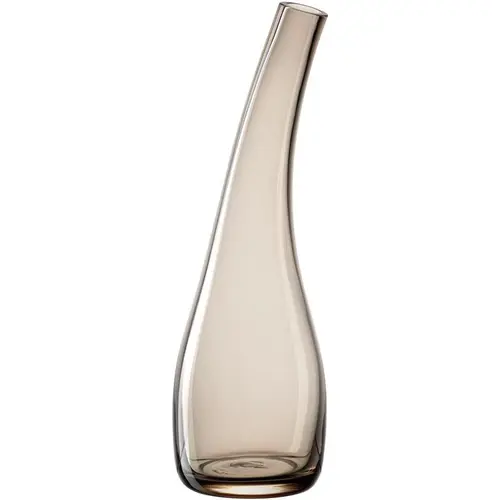 Idée extérieure:Vase soliflore courbé en verre coloris taupe Leonardo Luminosa - Ø 9,6 x H 30 cm