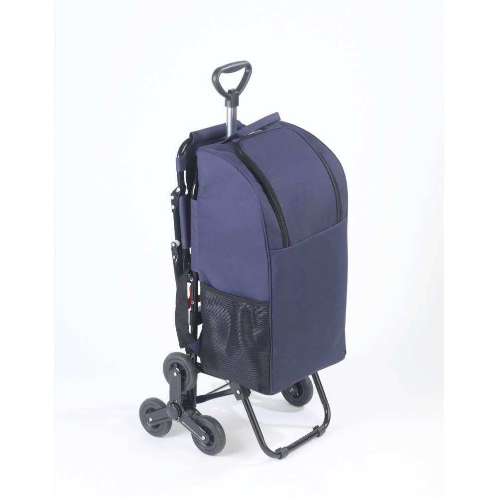 Wenko Chariot de courses avec siège - sac isotherme 35 l - bleu foncé – Aménagement extérieur