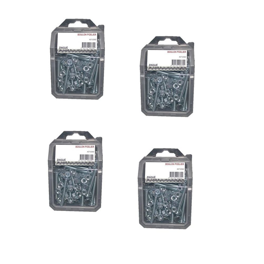 4 Coques de 50 Boulons Poêliers 6 × 30 mm | NFE 25129/4032 – Zingué blanc – D – Work