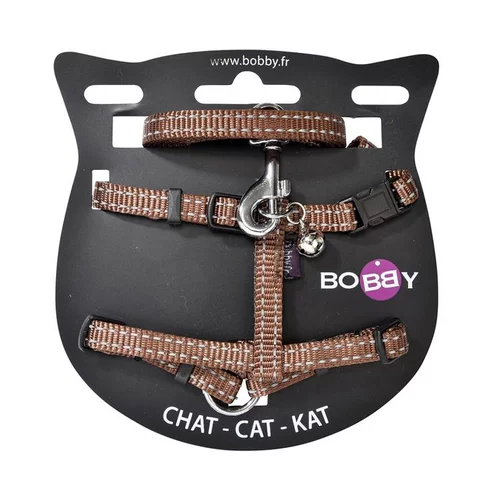 Un choix malin pour le jardin:Harnais + laisse pour chat marron Bobby Safe - 10 mm