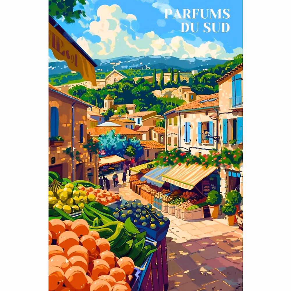 Affiche – Marchés de Provence, Posters de nos Régions, Format A4, Moyen 29, 7cm x 21cm
