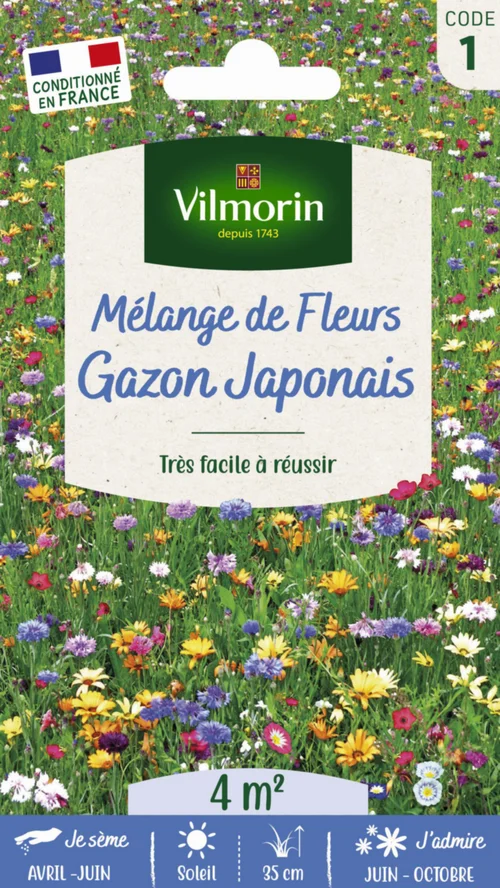 Pour le jardin:Mélange de fleurs Gazon Japonais Vilmorin - graines à semer pour 4 m² de surface