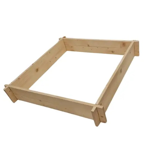 Jardin en extérieur：Potager carré en bois coloris beige - 120 x 120 cm