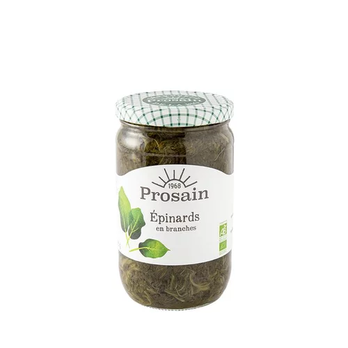 Espace vert moderne：Épinards en branche bio en bocal de 660 grammes