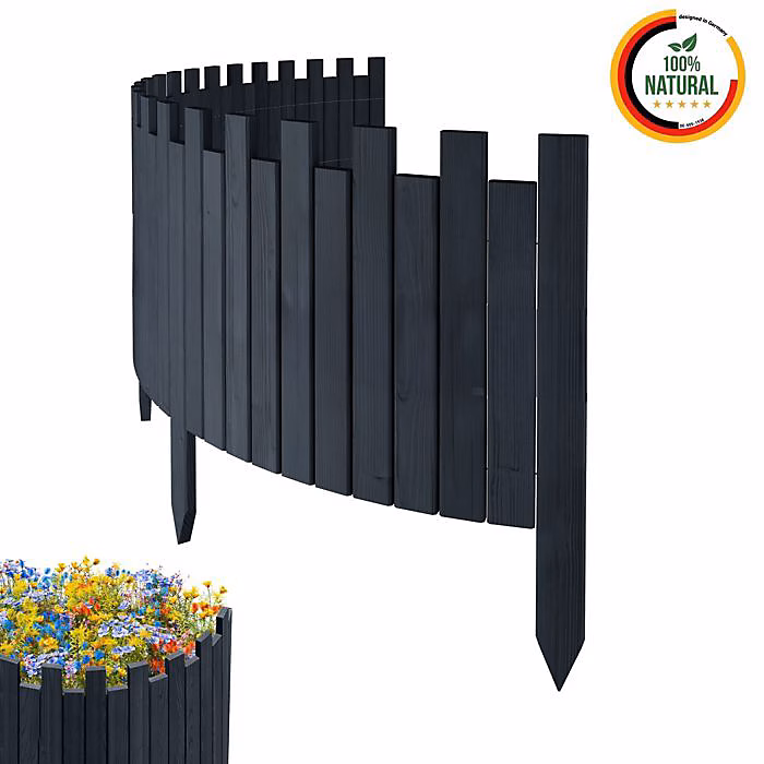 Bordure de jardin – Floranica | 200 cm x 40 cm | Bois de pin | Anthracite