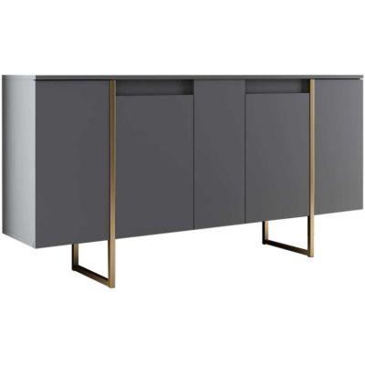Buffet en aggloméré pieds en métal Luxe (Anthracite et doré)