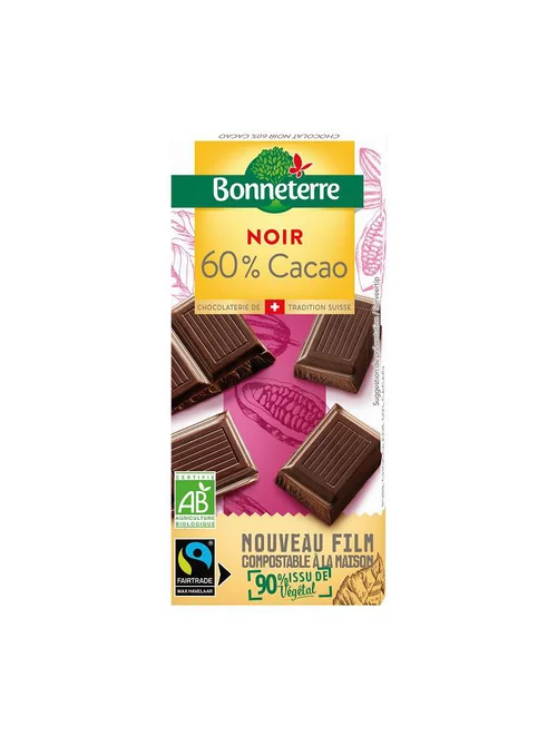 Un plus pour votre jardin:Chocolat noir 60% cacao bio Bonneterre - 100 g