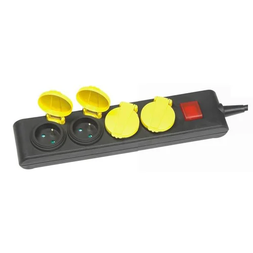 Accessoire au jardin：Bloc multiprise noir IPP 4 prises - 1,5 m