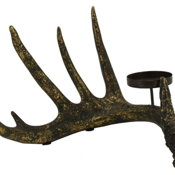 Porte bougie bois de cerf en polyrésine (1 bougie)