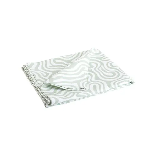 Extérieur accessoire:Nappe en coton enduit organique blanche et verte - 250 x 150 cm