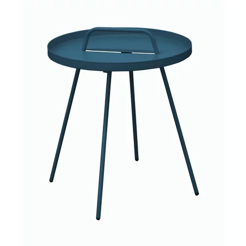 Nature maison:Table basse de jardin coloris bleu en acier Flower - 51 cm
