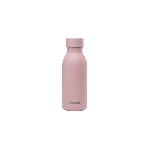 Pour vos envies d’extérieur:Bouteille isotherme en inox recyclé Qwetch Icon Matt rose pastel - 350 ml