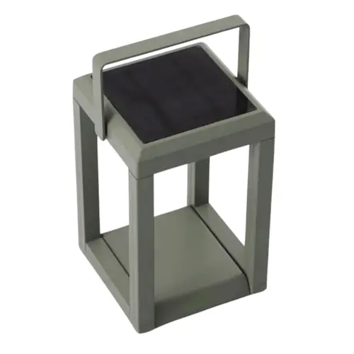 Pour plus de confort au jardin:Lanterne solaire en aluminium vert amande Oxalis - 16 x 16 x 25 cm