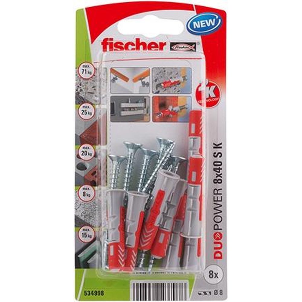 Fischer chevilles et vis FISCHER, Diam.8 x L.40 mm – Matériel de jardin