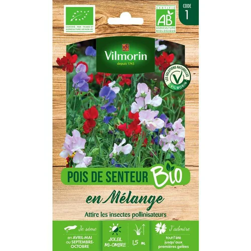 Jardin choix:Graines de Pois de senteur bio en mélange Vilmorin - graines à semer