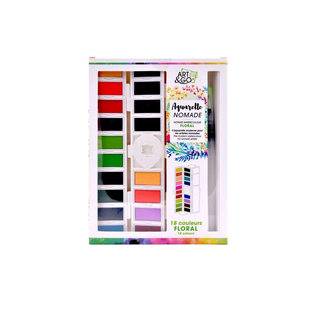 Oz International Art and go palette aquarelle accordéon - 18 couleurs floral
