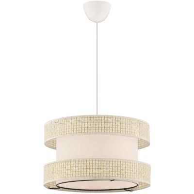 Suspension en coton et métal Halo (Crème et blanc)