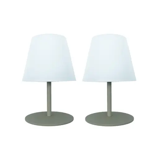 Espace vert essentiel:Lot de 2 lampes IP54 coloris vert effet blanc chaud en métal Batimex - Ø 10 x 16 cm