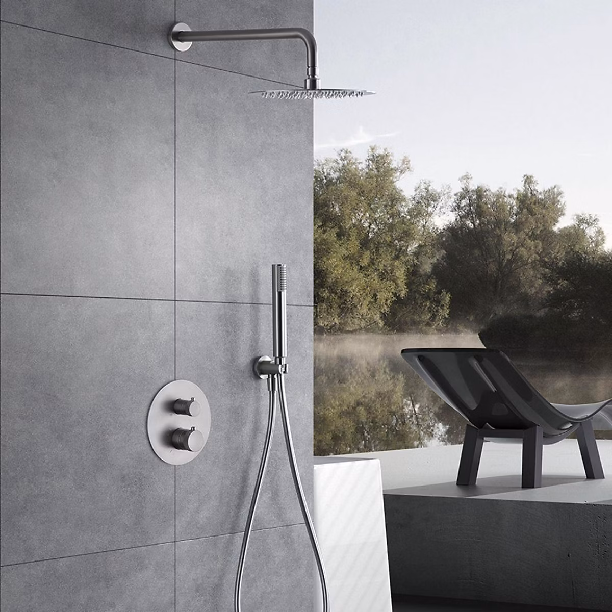 Colonne de Douche Encastrée Thermostatique Anti-Calcaire Nickel Brossé IMEX MONZA GTD038/NQ – Réf. FJARKSWDE9142307620