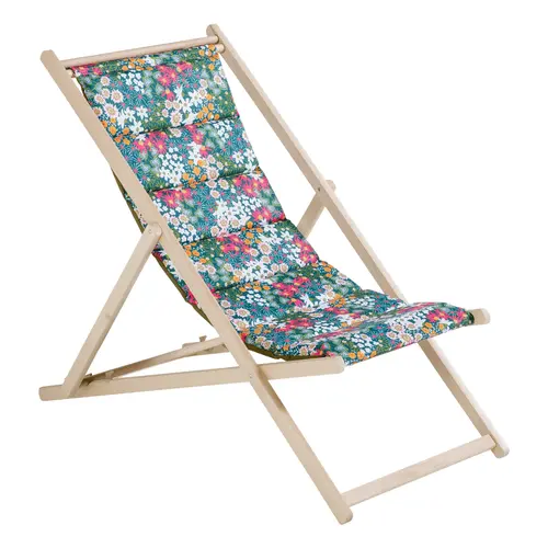 Jardin et déco:Chilienne matelassée La petite fleuriste coloris multicolore en coton - 127 x 56 x 3,5 cm
