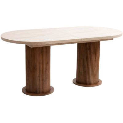 Table de repas extensible Gusto (Travertine et Noyer)