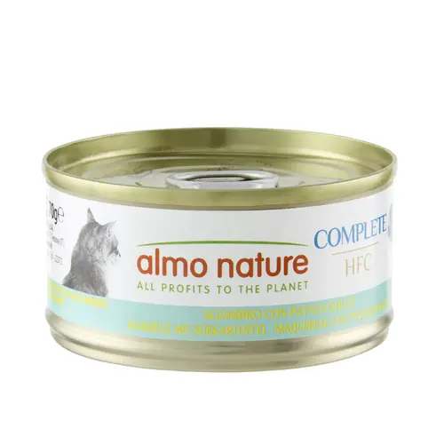 Jardin en douceur：Pâtée pour chat complète HFC au maquereau et pommes de terre Almo Nature - 70 g