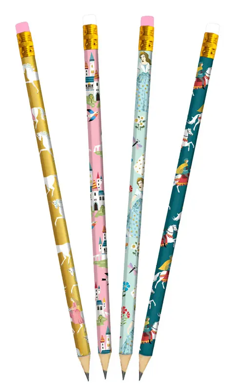 Une solution pratique pour l’extérieur：Ensemble de 4 crayons à papier thème Le jardin de la princesse Cartedart - 19,5 cm