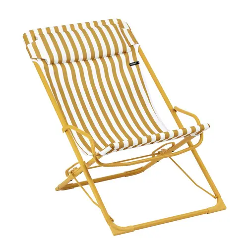 Loisirs jardin：Transat transaswing colorblock rayure Lafuma coloris jaune en acier - 60 x 83 x 91 cm