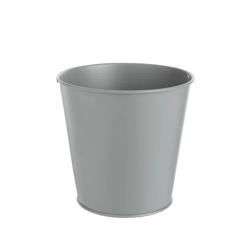 Jardin à aménager：Cache-pot seau coloris gris en zinc - Ø 10,5 cm