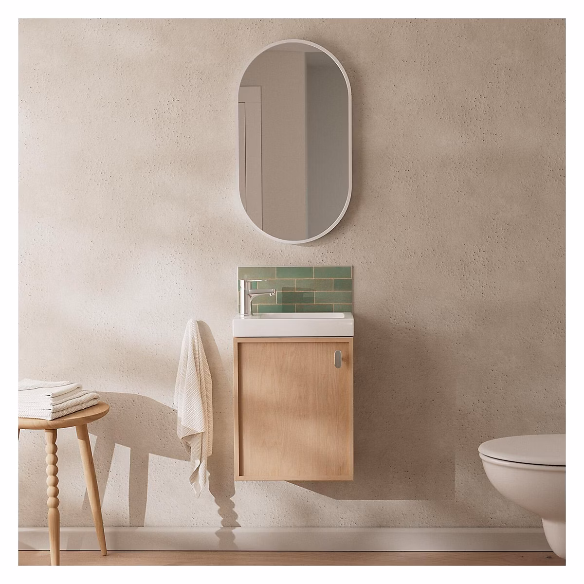 Ensemble meuble lave – mains décor chêne FRAME + miroir
