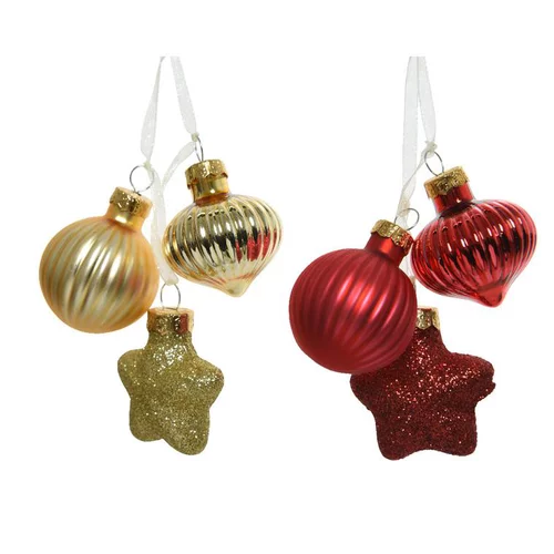 Pour vos besoins extérieurs：Trio de figurine de noël en verre oignon, étoile et boule - 11,5 cm