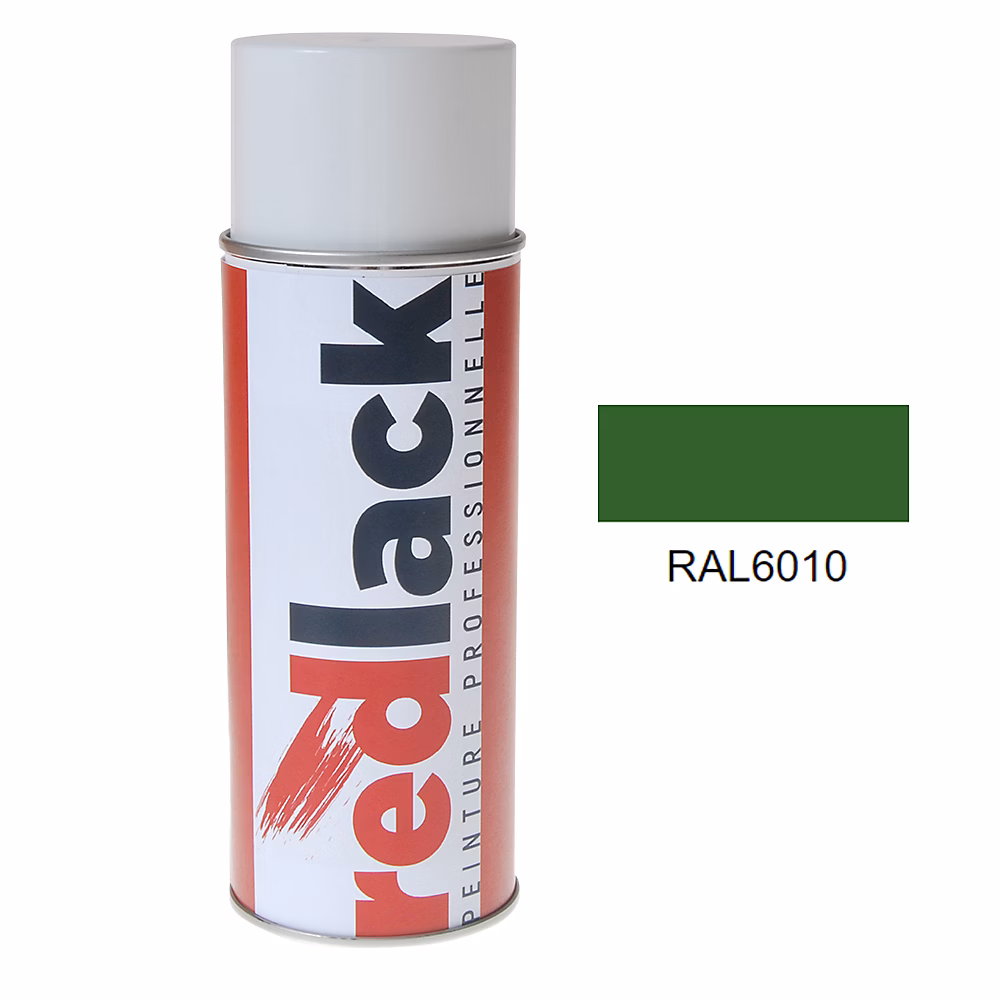 Bombe de peinture Aérosol – spray, 400ml, RAL 6010 Vert herbe, Brillant, multisupport, Redlack, RAL6010