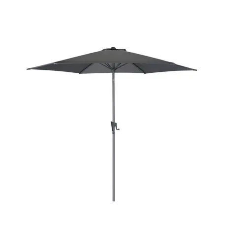 Le compagnon du jardin：Parasol droit rond en aluminium coloris gris - Ø 300 cm