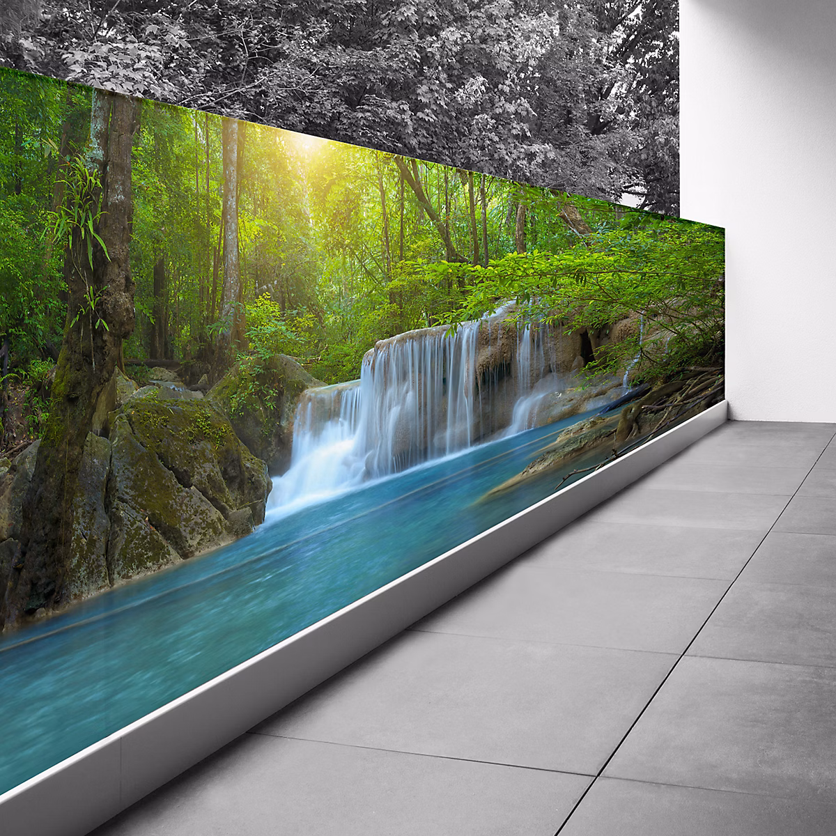 Brise vue Trompe l'oeil – 100 × 400 cm, Cascades 3617689695051