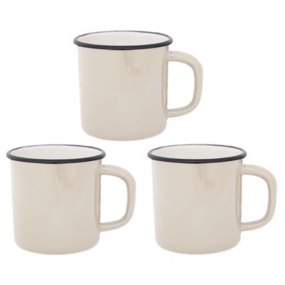 Tasses en émail coloré Classic (Lot de 3) (Crème)