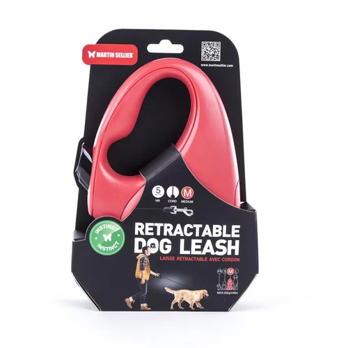 Pour profiter du jardin:Laisse rétractable rouge Instinct Cordon - taille M