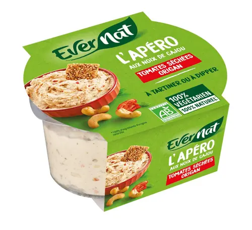 Pour vos projets extérieurs：L’Apéro végétal bio à tartiner tomates origan Evernat – 140 g