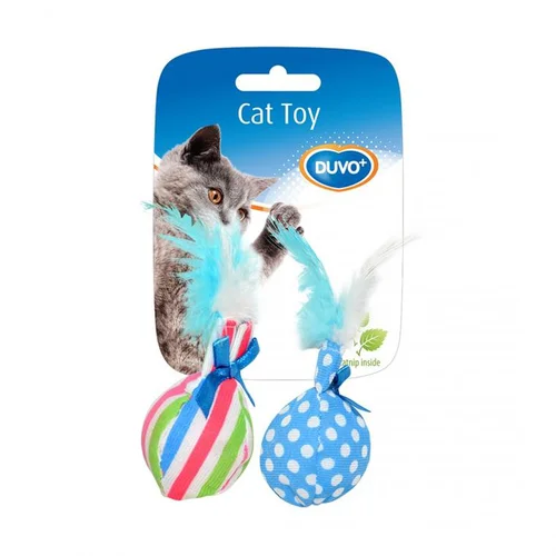 Pour donner du style à l’extérieur:Jouet pour chat coloris multicolore balles avec plumes Duvoplus - 14 x 8 x 4 cm