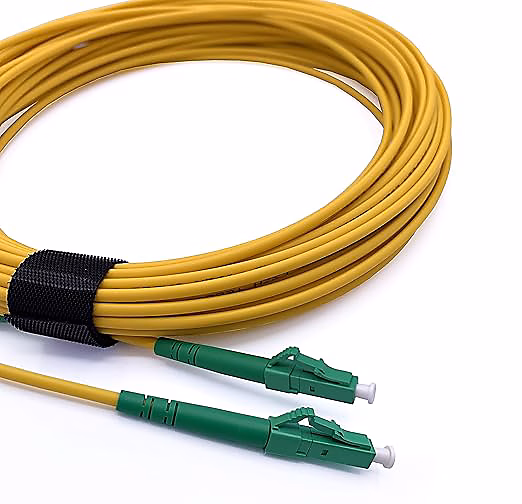 Elfcam – Câble Fibre Optique LC/APC à LC/APC, 15m (Jaune), Jarretière Optique Simplex Monomode 9/125um LSZH