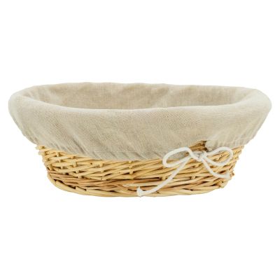 Corbeille en osier blanc avec doublure en jute