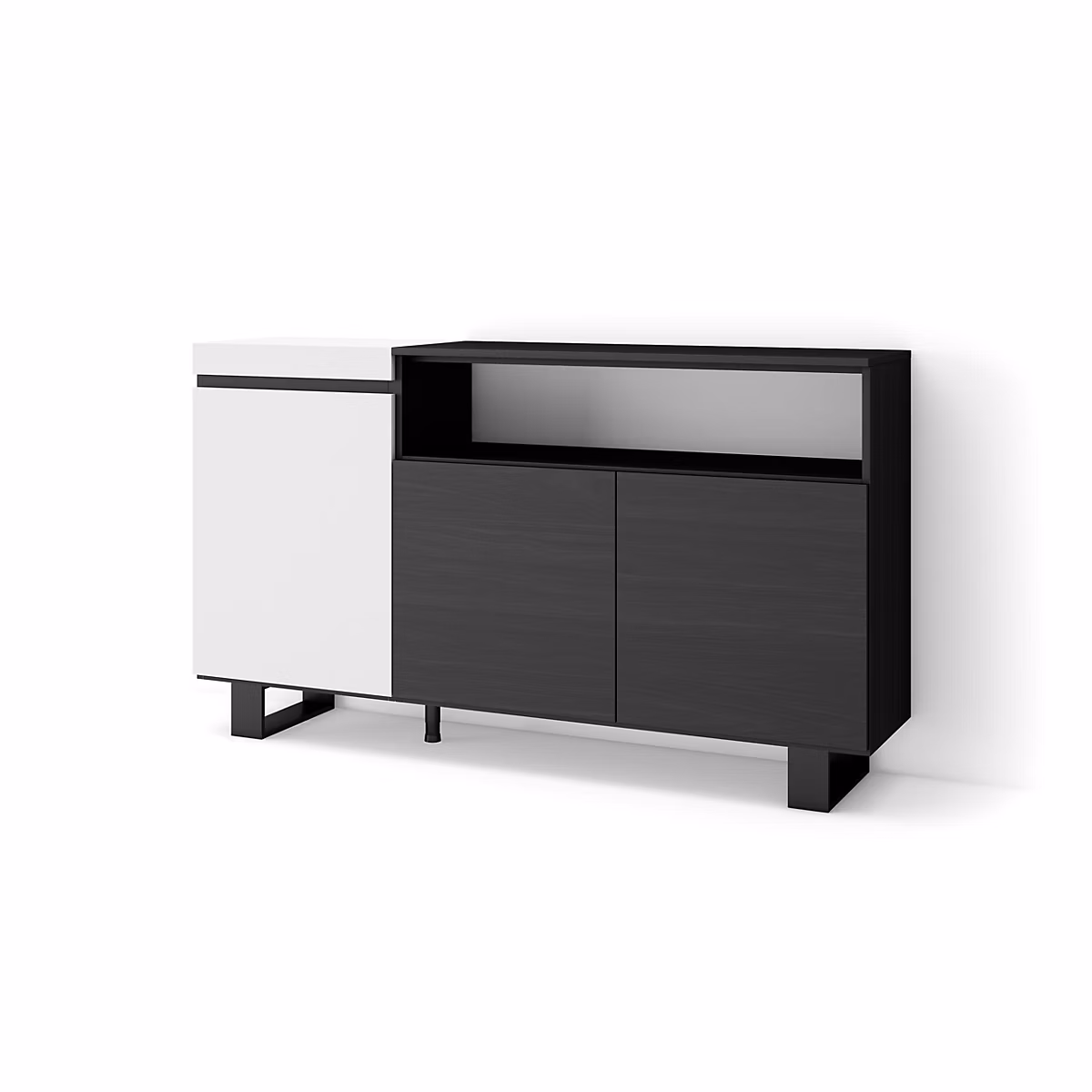 Buffet 150 × 35 × 87cm couleur blanc et noir