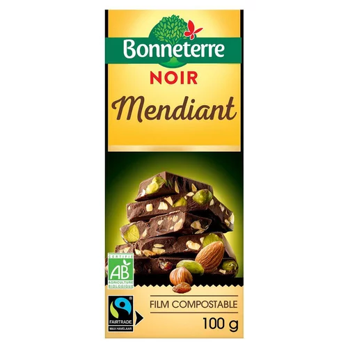Choix malin：Chocolat noir mendiant 100 g BONNETERRE