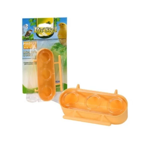 Pour aménager le jardin:Mangeoire à 3 trous orange pour oiseaux Ø12,4x7xH3,5 cm