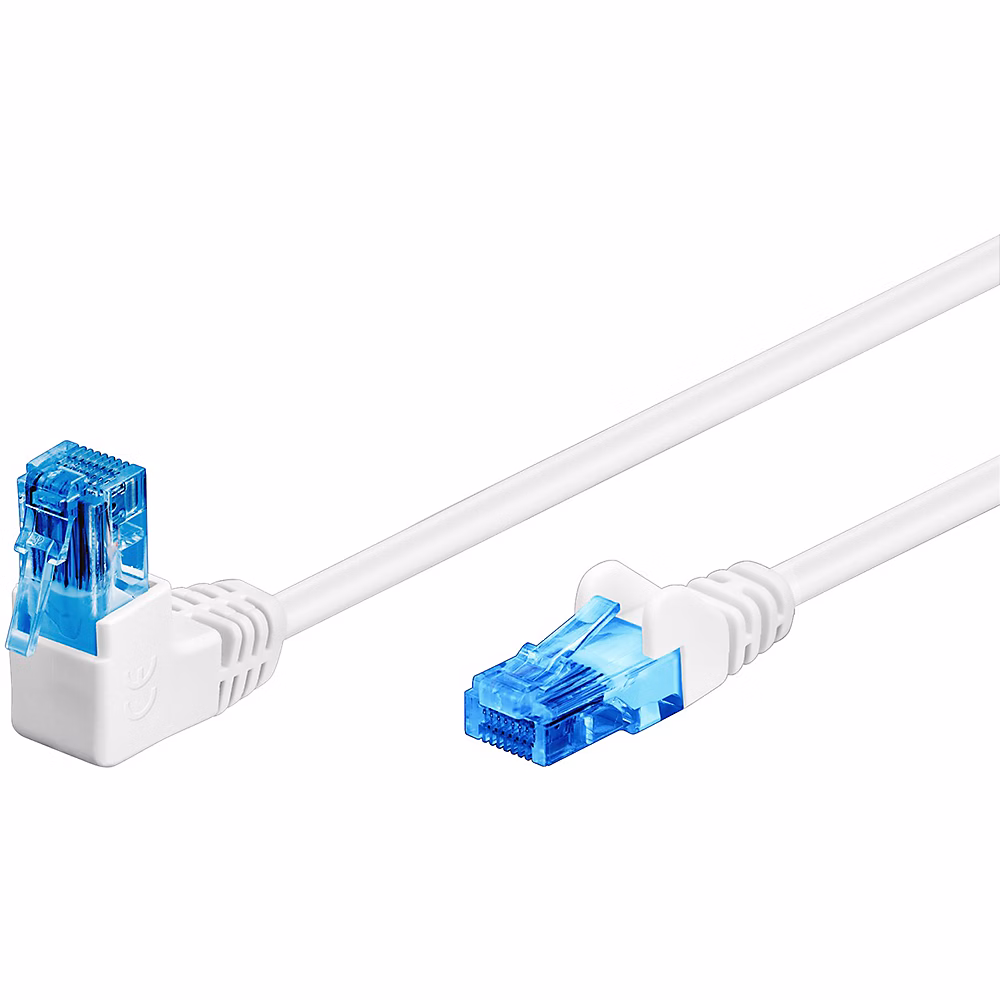 Réseau et téléphonie – Câble RJ45 Cat6a coudé blanc 1 mètre GOOBAY