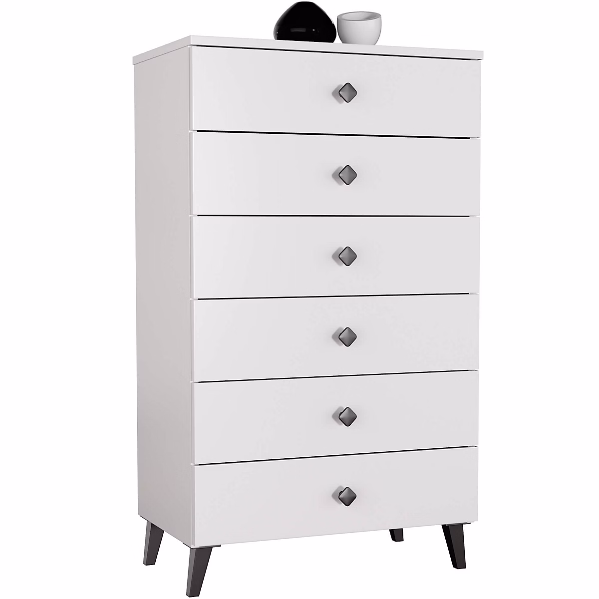 Commode AKORD MOBI Blanc 60 cm 6 tiroirs façade Blanche 60 × 37 × 104 cm