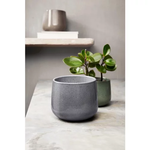 Pour un extérieur bien équipé:Cache-pot en céramique gris Collect Naturel Glace - Ø 14/15,5 x H 13 cm